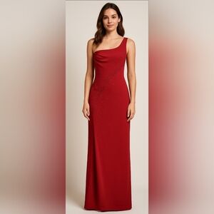Rampage One Shoulder Maxi Gown Dress size XS/S Red Sequin High Slit Formal